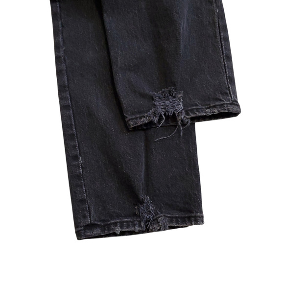Abercrombie Ultra High Rise 90s Straight Jeans Black Distressed 4 27 - Picture 9 of 11